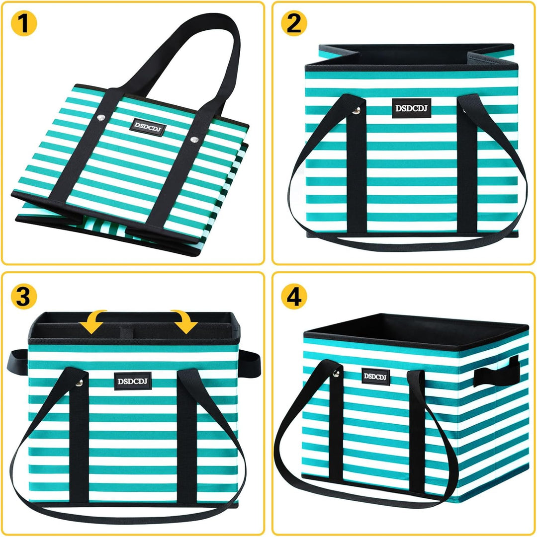 Einkaufskorb Faltbar 3er Pack – Einkaufstasche Stabil mit Henkel und verstärktem Boden – Ideale Korb