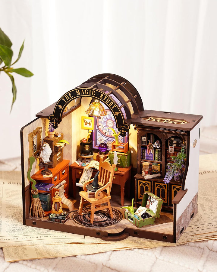 Rolife Miniatur Haus, Miniatur Haus Selber Bauen The Magic Study, Deko für Schreibtisch oder Bücherr