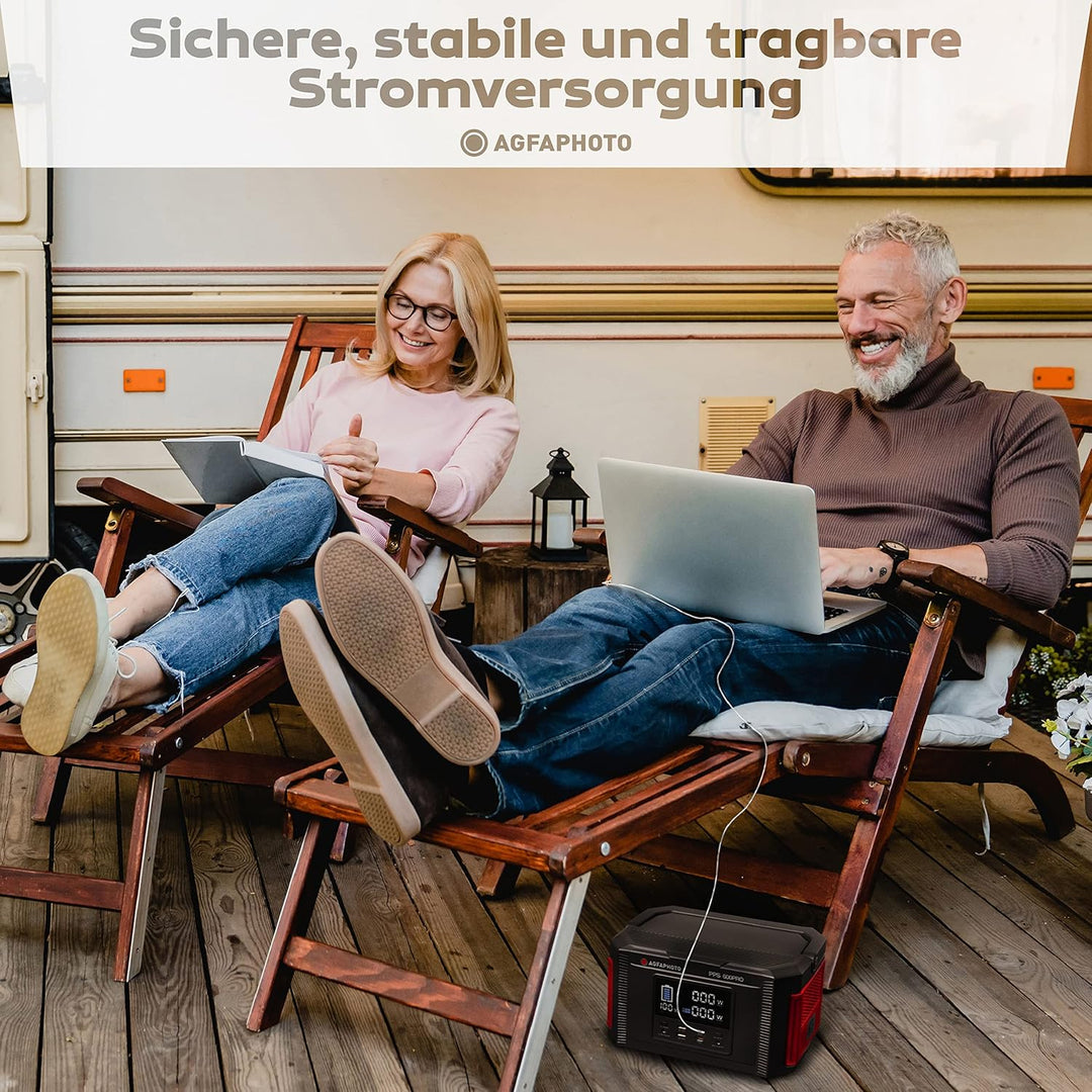 AgfaPhoto Powerstation PPS 600 Pro 644 Wh Power Bank Outdoor 650 Watt (1kW Spitze) Stromspeicher mit