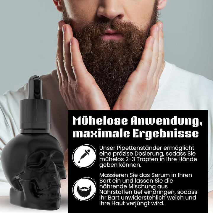 BANDIDO Beard Oil 40 ml - Bart öl im Totenkopf Design für Männer - Barbershop Bartpflegeöl mit Pipet