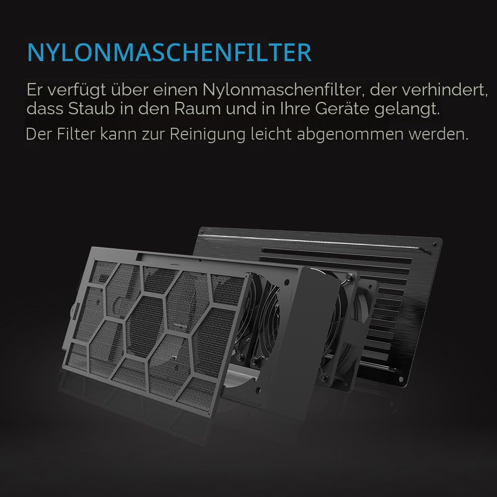 AC Infinity AIRFRAME T7 Lüftersystem mit hohem Luftstrom, 400mm, Abluftstrom, für AV-Geräte, Räume,