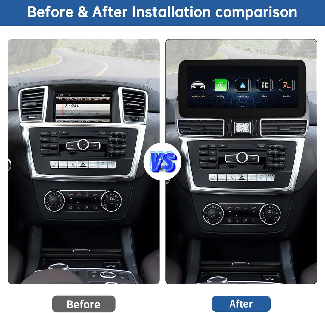 Road Top 12,3 Zoll Autoradio CarPlay für Mercedes Benz ML GL W166 X166 | mit NTG4.5/4.7 System (2012