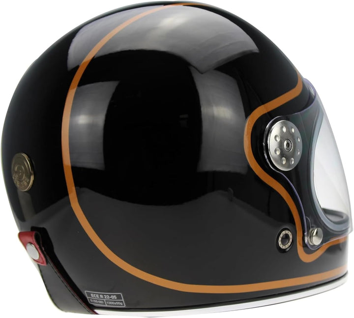 F656 Vintage Retro Full Face Motorcycle Helmets - Fibreglass Motorbike Helmets ECE Approved Crash He