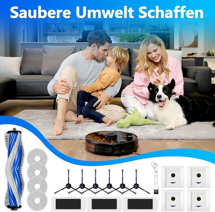 19 Stück Zubehörset für Ecovacs Deebot T30 Pro Omni / T30 Omni Saugroboter, Ersatzteile mit 1 Gummi-
