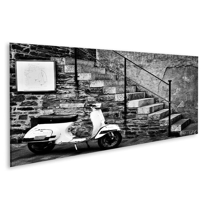 islandburner Bild auf Leinwand Alter Vespa Roller Geparkt Bei Einem Café Bilder Wandbilder Poster Le
