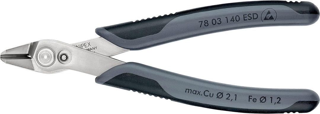 KNIPEX Electronic Super Knips XL ESD mit Mehrkomponenten-Hüllen 140 mm, 78 03 140 ESD 140 cm INOX, p