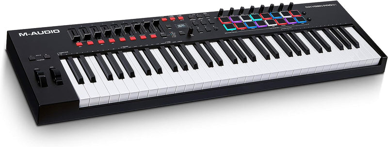 M-Audio Oxygen Pro 61 – 61-Tasten USB MIDI Keyboard Controller mit Beat Pads & Fadern und enthaltene