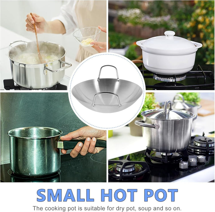 BESTonZON Edelstahl-wok Wokpfanne Aus Gusseisen Topf Mit Griffen Topf Aus Edelstahl Wok-topf Grillen