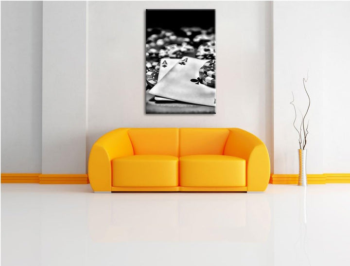 Monocrome, Spielkarten, Format: 100x70 auf Leinwand, XXL riesige Bilder fertig gerahmt mit Keilrahme