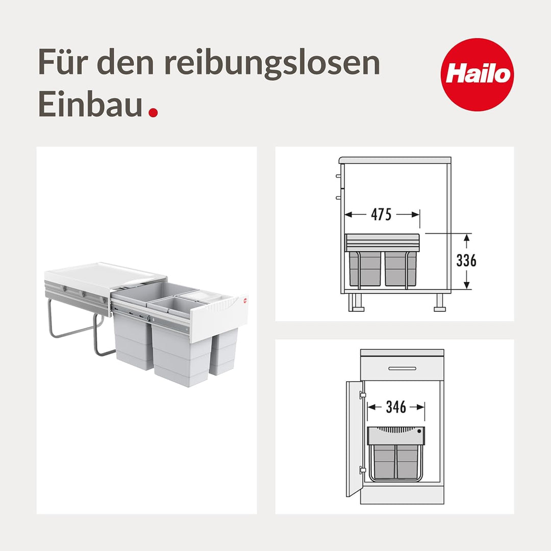 Hailo 3642131 Abfallsammler TR Swing 40.3/35 für Schränke mit 400 mm Breite mit Drehtür