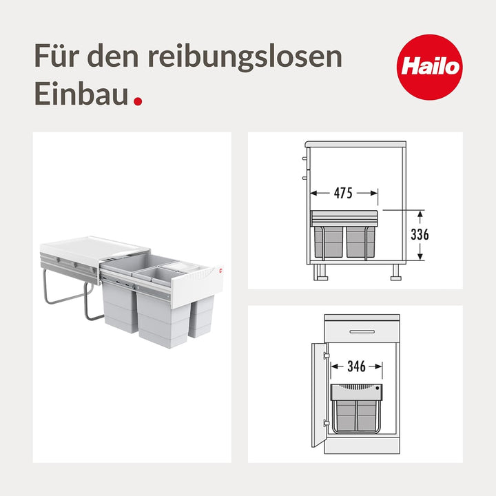 Hailo 3642131 Abfallsammler TR Swing 40.3/35 für Schränke mit 400 mm Breite mit Drehtür