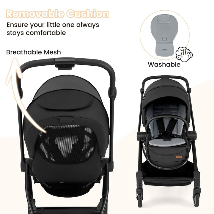 DREAMADE Kinderwagen mit umkehrbarem Sitz, Zusammenklappbarer Reisebuggy mit verstellbarer Rückenleh