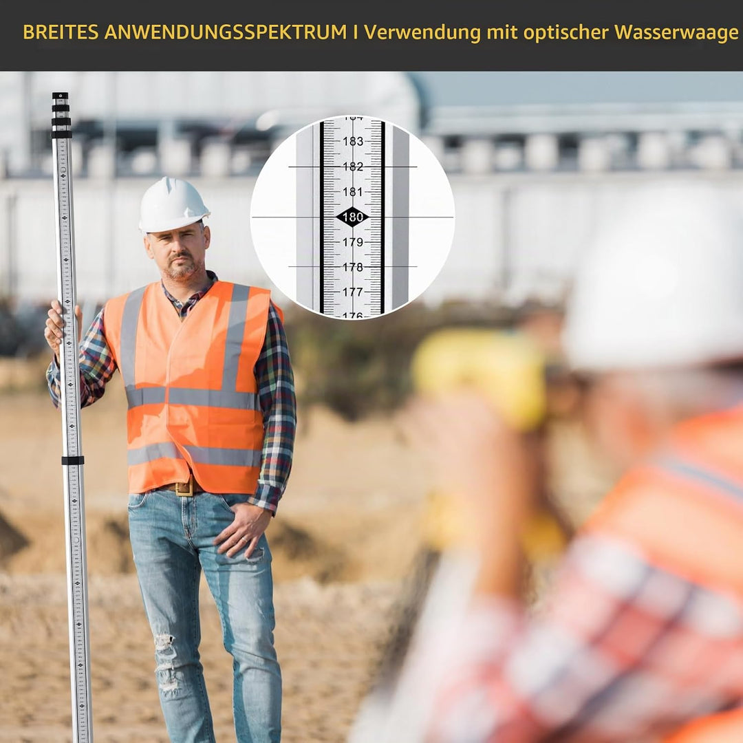 Firecore Nivellierlatte, Teleskop Nivellierlatte 5m, Aluminium Messstangen für Kreuzlinienlaser und
