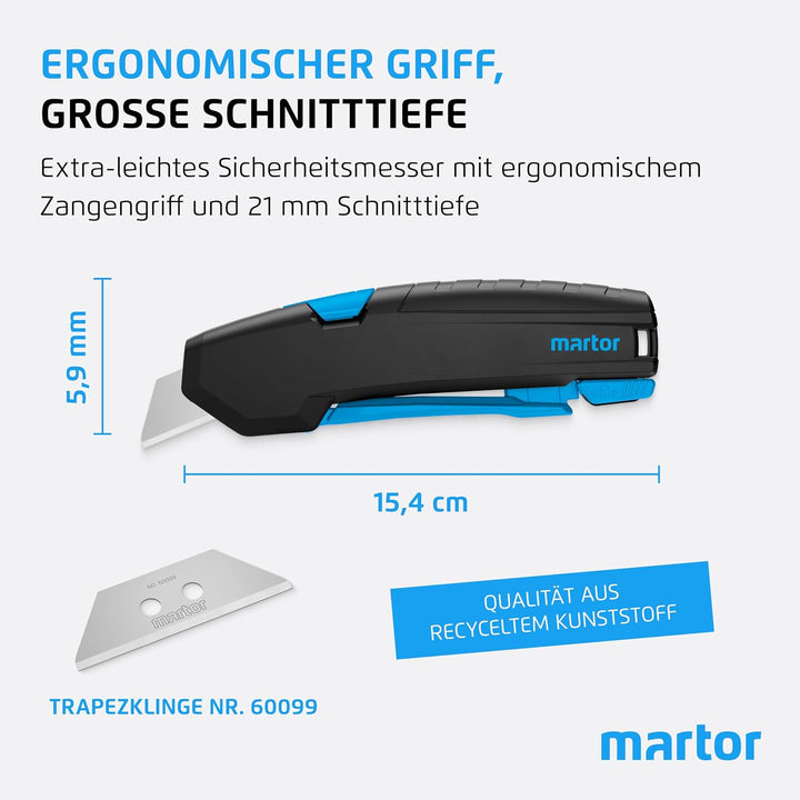MARTOR Cuttermesser SECUPRO 425 I Sicherheitsmesser mit Zangengriff und automatischem Klingeneinzug