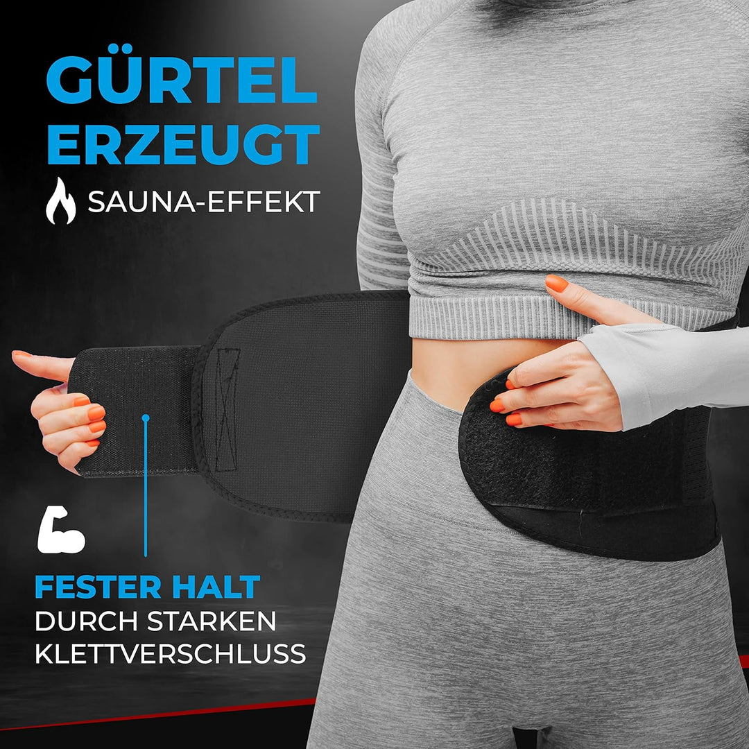 Bauchweggürtel Damen mit stark haftendem Klettverschluss - Schwitzgürtel bis 115cm - Waist Trainer D