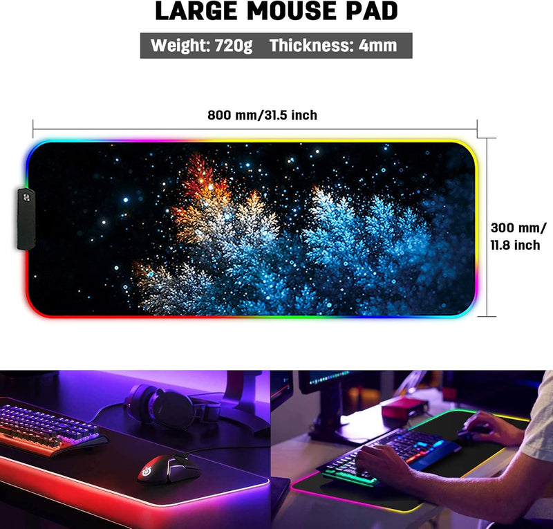 DORRISO RGB Gaming Mauspad Grosse 800x300x4 mm LED Schreibtischunterlage XXL Grosse Mousepad Wasserd