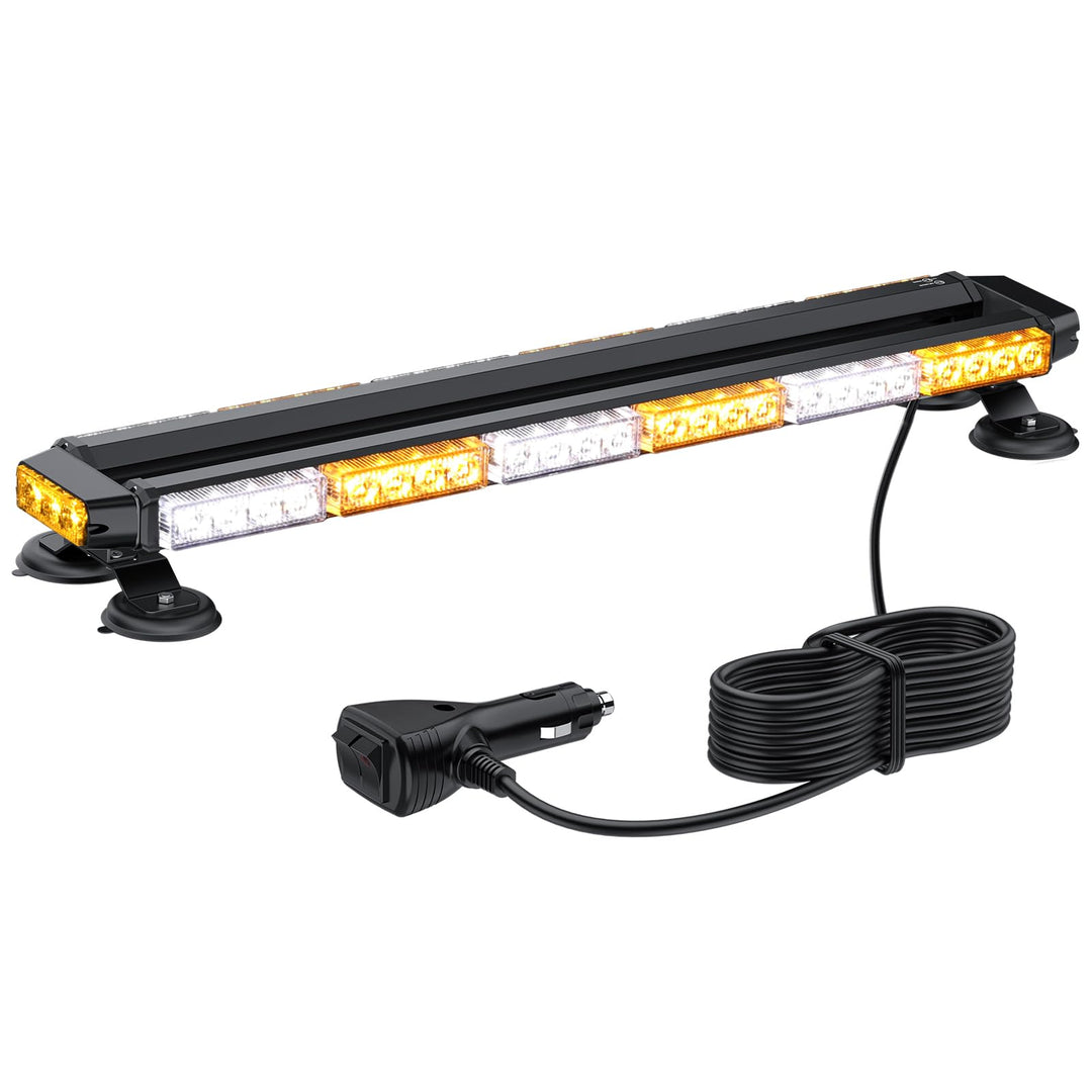 Justech 54LEDs Warnleuchte Rundumleuchte 27 Modi Blitzleuchte Schraube Starker Magnet Amber + Weiss