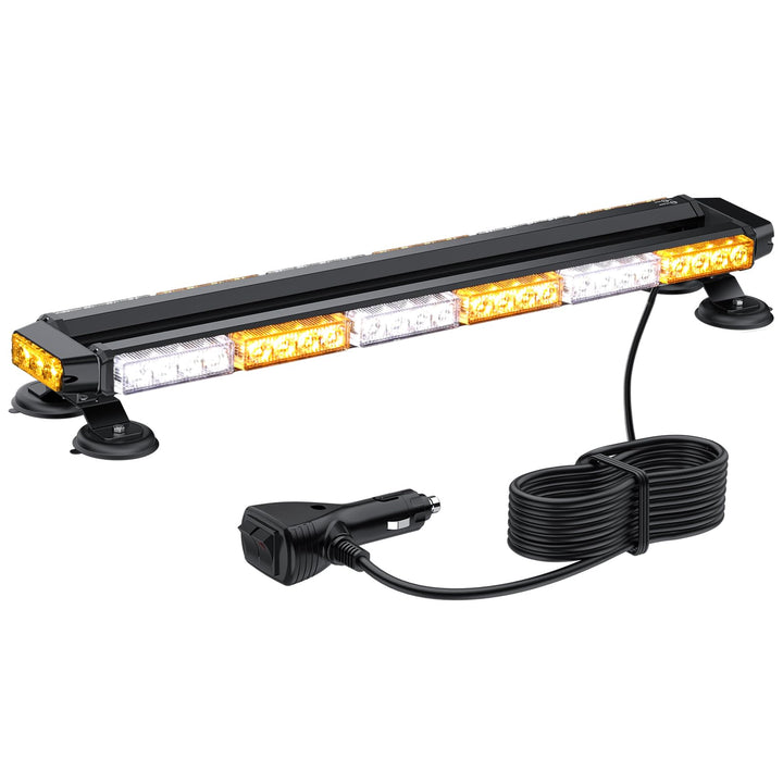 Justech 54LEDs Warnleuchte Rundumleuchte 27 Modi Blitzleuchte Schraube Starker Magnet Amber + Weiss