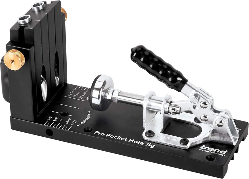 Trend Professional Pocket Hole Jig Kit mit Aufbewahrungstasche und 100 gemischten Schrauben, PH/JIG/