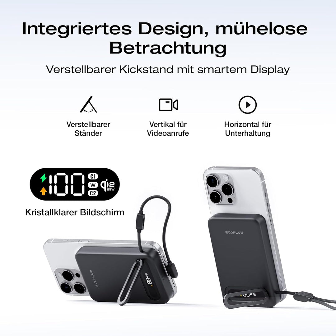 EcoFlow Qi2.2 Magsafe Powerbank 10000mAh 25W mit USB C 36W Kabel, Qi2.2-Zertifiziert Magnetische Pow