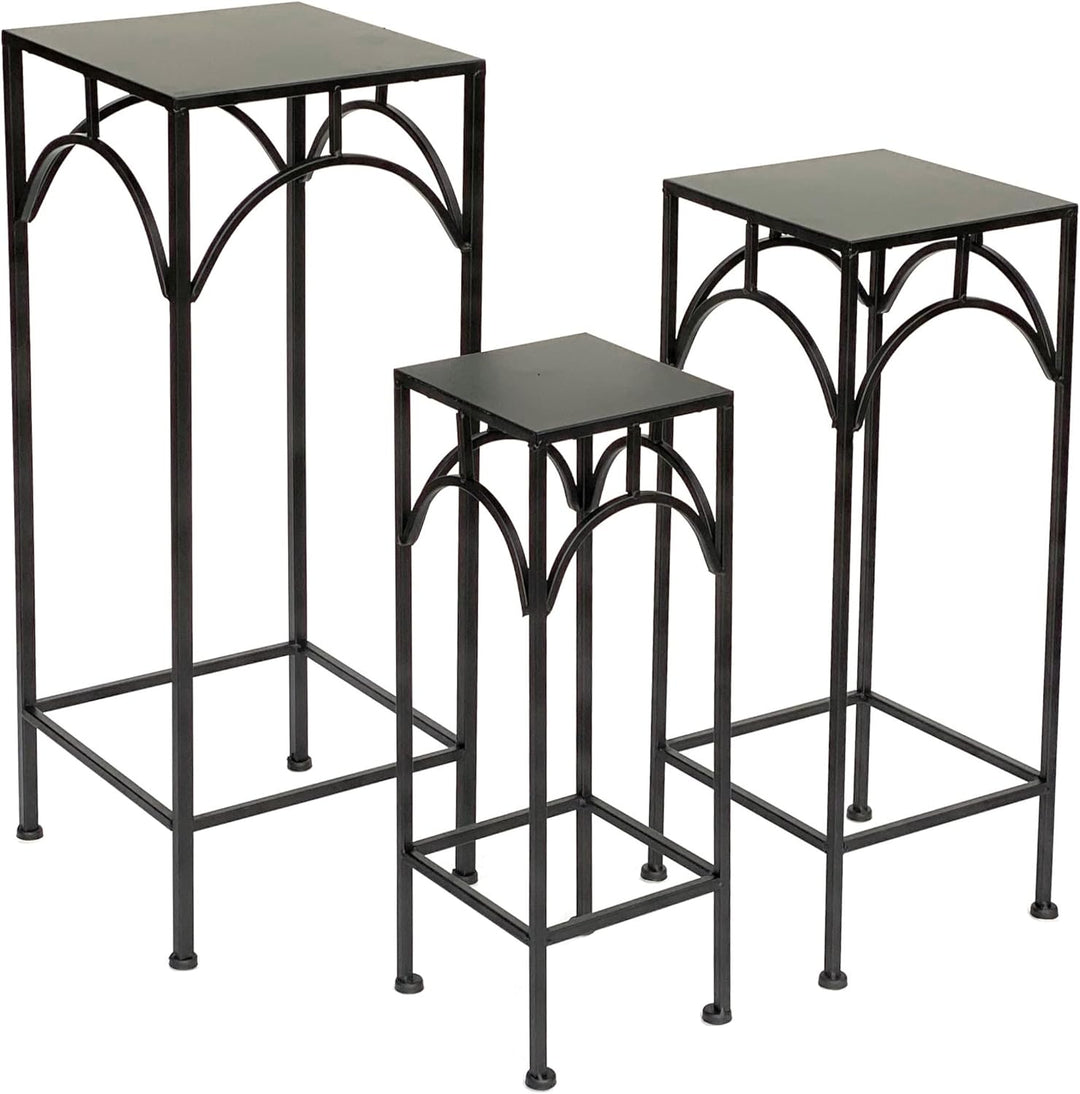 DanDiBo Blumenhocker Metall Schwarz Eckig 50 - 70 cm Blumenständer 96132 3er Set Beistelltisch Blume