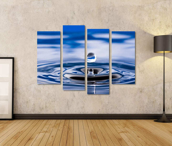islandburner Bild auf Leinwand Wassertropfen Bilder Wandbilder Poster Leinwand 130x80cm - 4 Teile, L