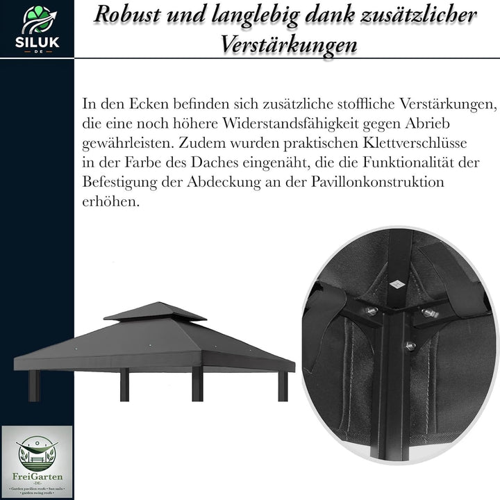 freigarten.de Ersatzdach für Pavillon 3x3 Meter Wasserdicht Material: Panama PCV Soft 370g/m² extra