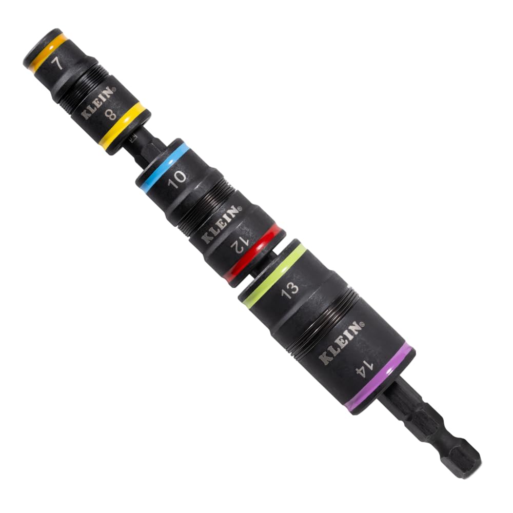 Klein Tools 32933M | 6-in-1 Flip-Stecknuss-Set | 7, 8, 10, 12, 13, 14mm metrisch | Impact-Rated Stah