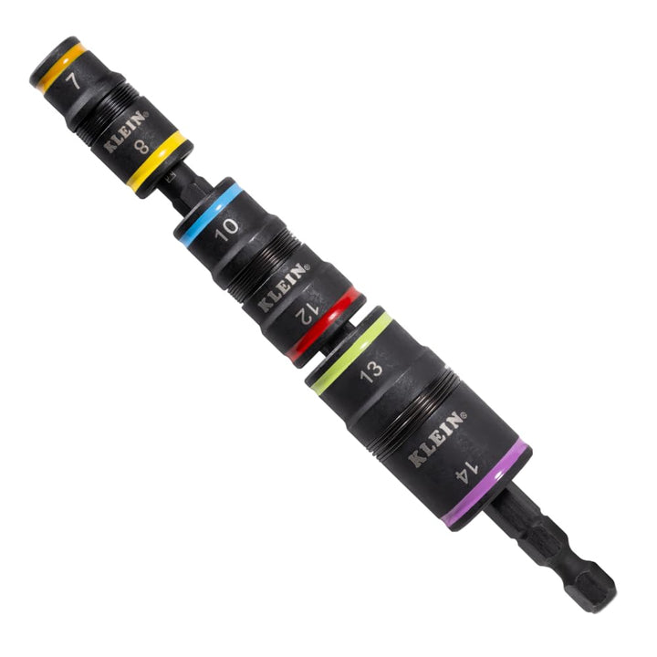 Klein Tools 32933M | 6-in-1 Flip-Stecknuss-Set | 7, 8, 10, 12, 13, 14mm metrisch | Impact-Rated Stah