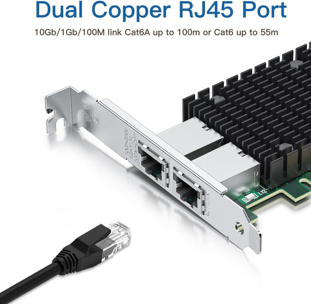 H!Fiber.com 10Gb PCI-E Netzwerkkarte NIC, Dual RJ45 Ports, with Intel X540 Controller and Intel X540