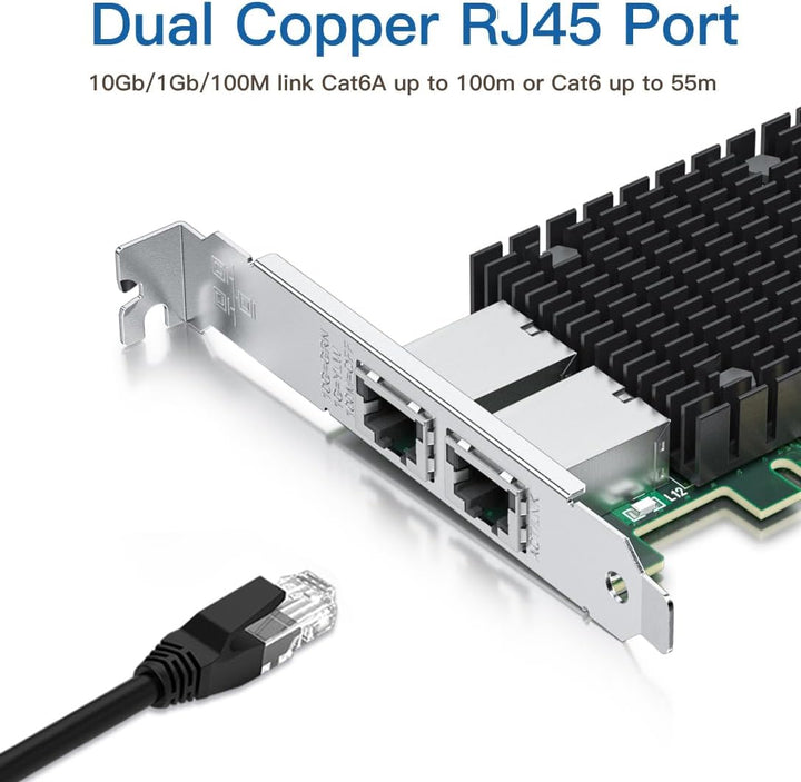 H!Fiber.com 10Gb PCI-E Netzwerkkarte NIC, Dual RJ45 Ports, with Intel X540 Controller and Intel X540