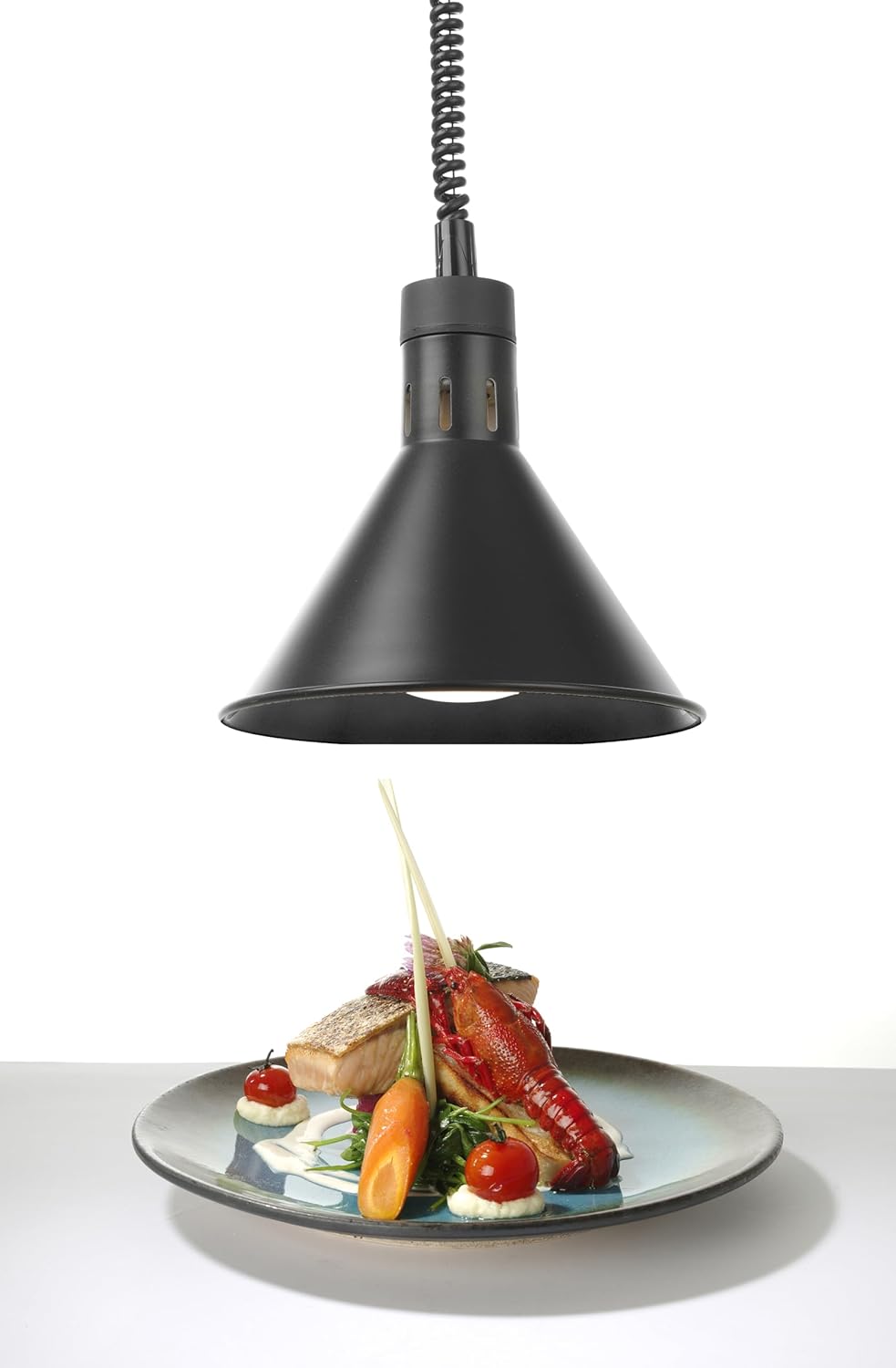 HENDI Wärmelampe, Inkl. Splitterfreie lampe, Höhenverstellbar, Konisch, Warmhalten von Speisen, Spei