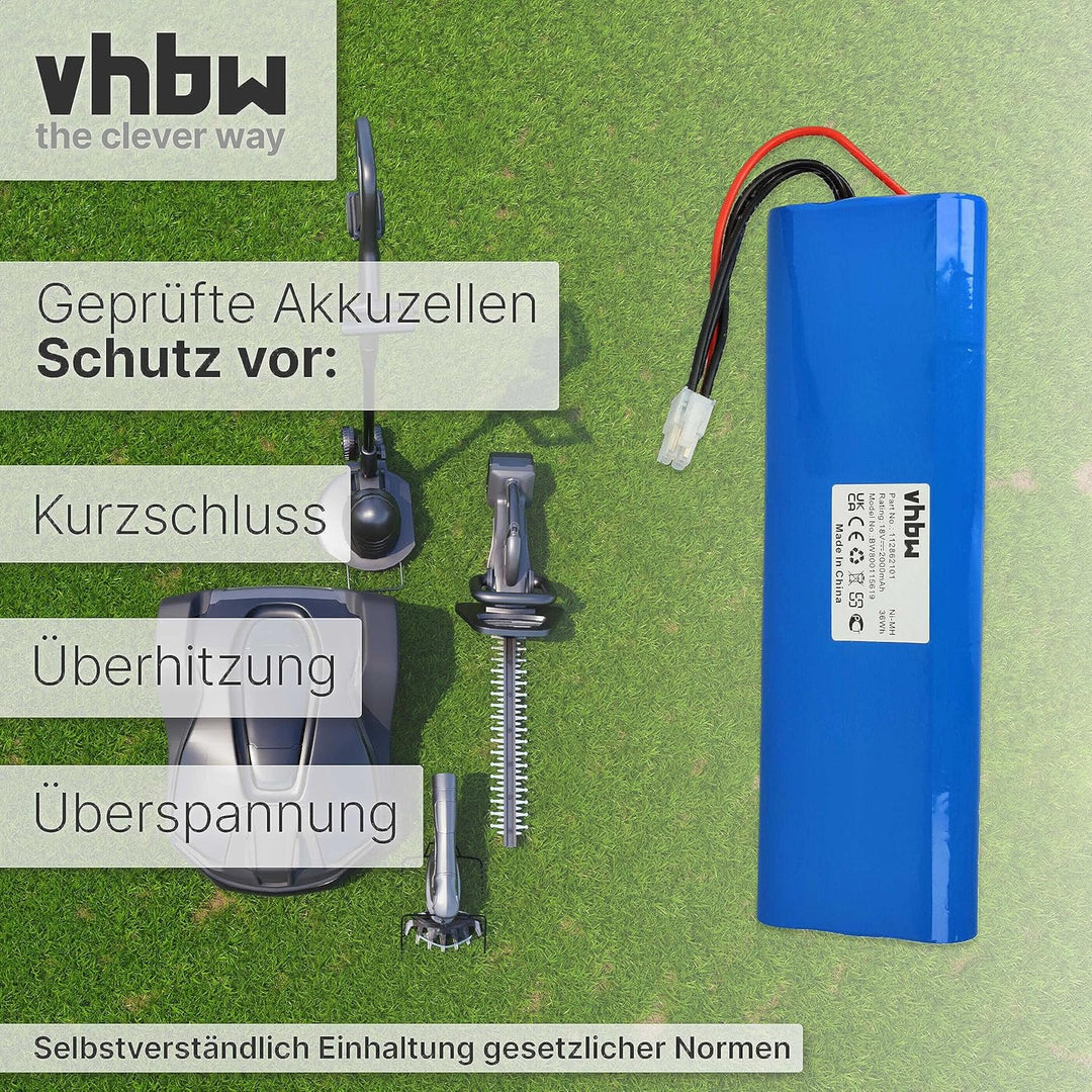 vhbw NiMH Akku 2000mAh (18V) kompatibel mit Rasenmäher Rasenroboter Gardena Robotic R160, Husqvarna