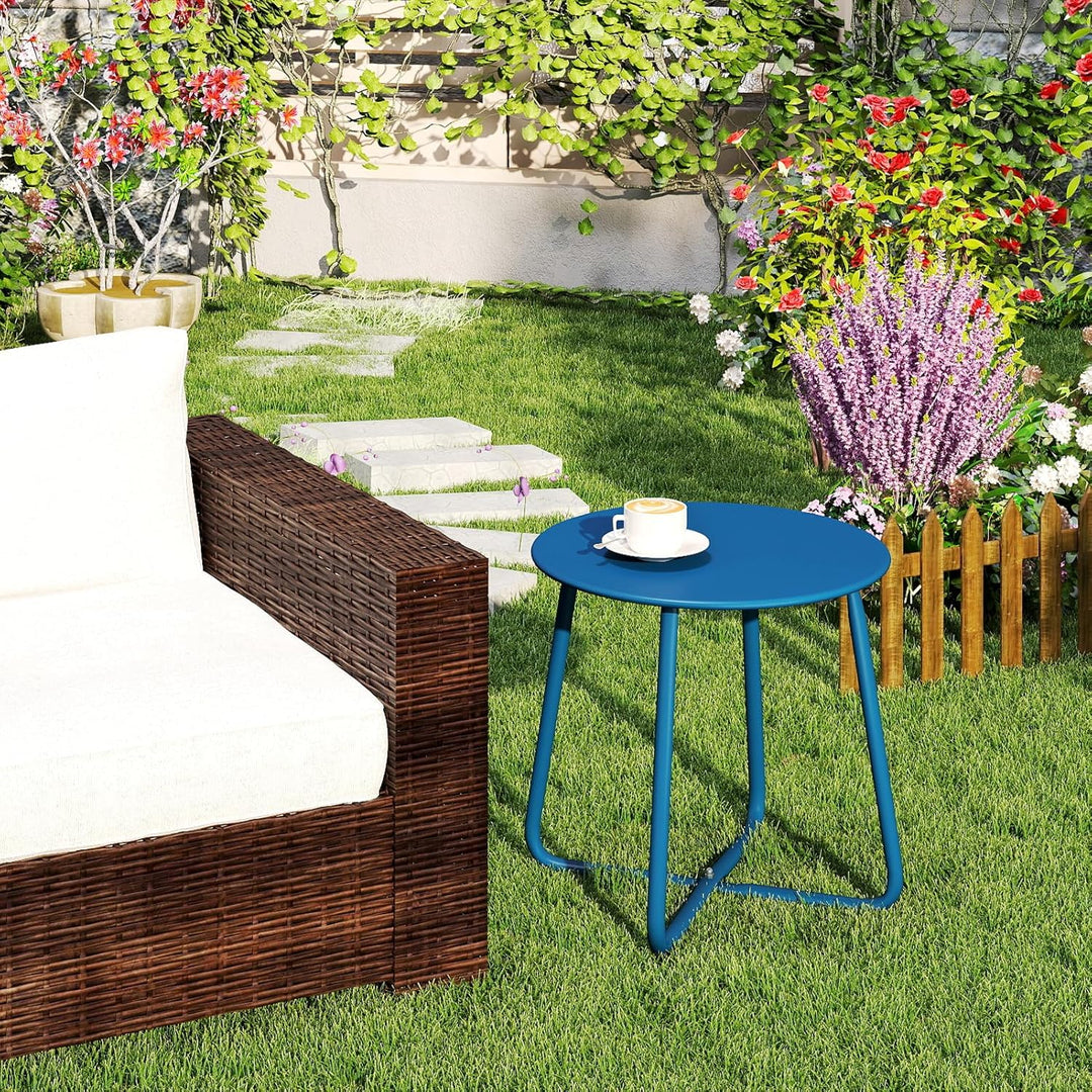 HollyHOME Beistelltisch Outdoor Balkontisch Klein Gartentisch Rund Beistelltisch Metall Wetterfest L