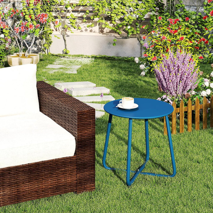 HollyHOME Beistelltisch Outdoor Balkontisch Klein Gartentisch Rund Beistelltisch Metall Wetterfest L