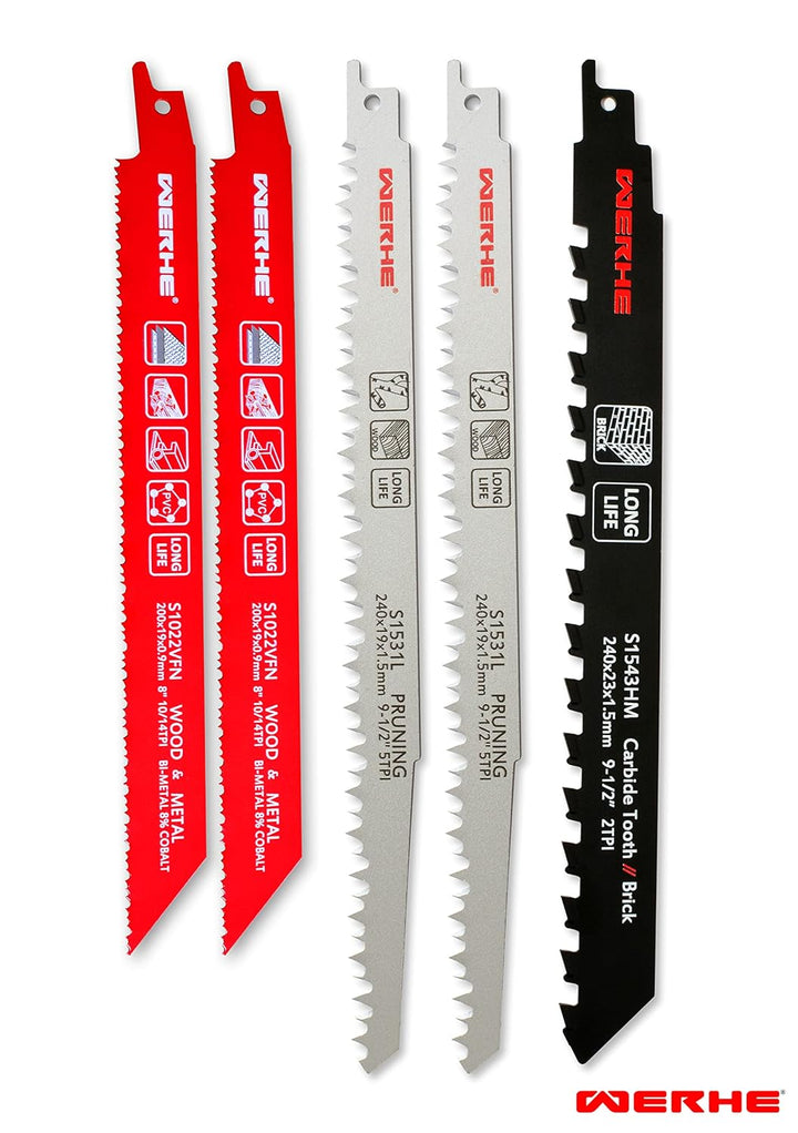 WERHE® Sägeblattsatz 5tlg S1022VFN/S1531L/S1543HM Metall/Holz/Matrize, Sägeblattsatz 5tlg S1022VFN/S