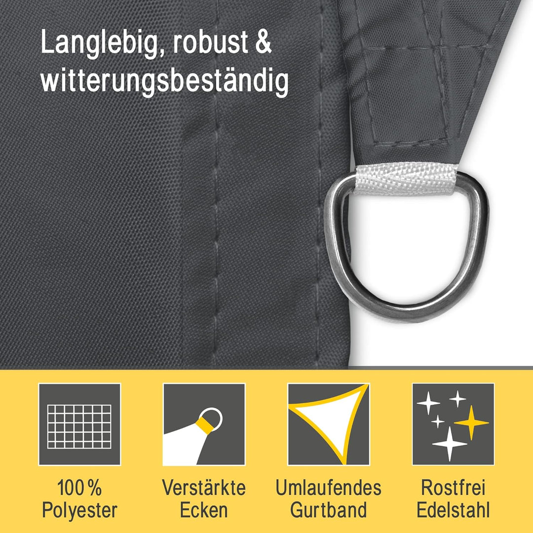 Sol Royal Sonnensegel dreieckig wasserdicht für Terrasse Balkon Garten | 7x5x5m Anthrazit UV Sonnens