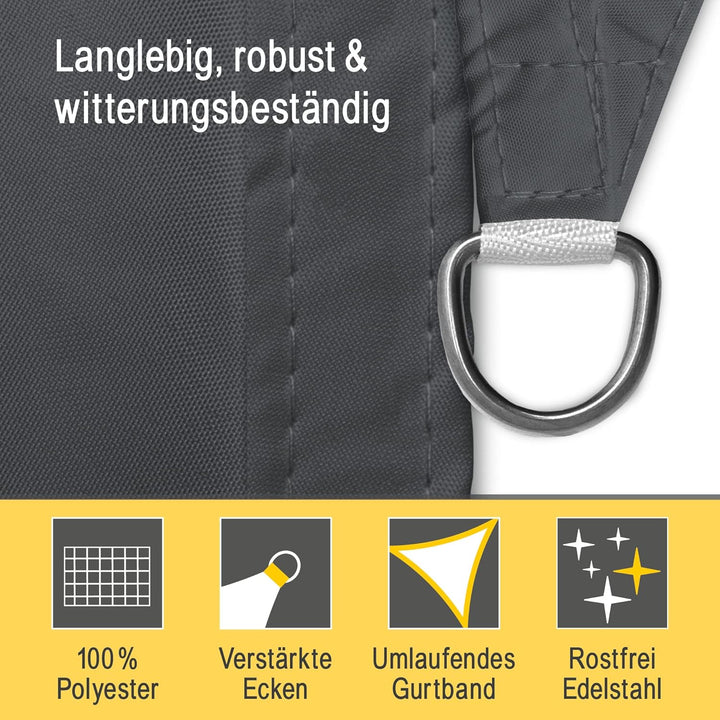 Sol Royal Sonnensegel dreieckig wasserdicht für Terrasse Balkon Garten | 7x5x5m Anthrazit UV Sonnens