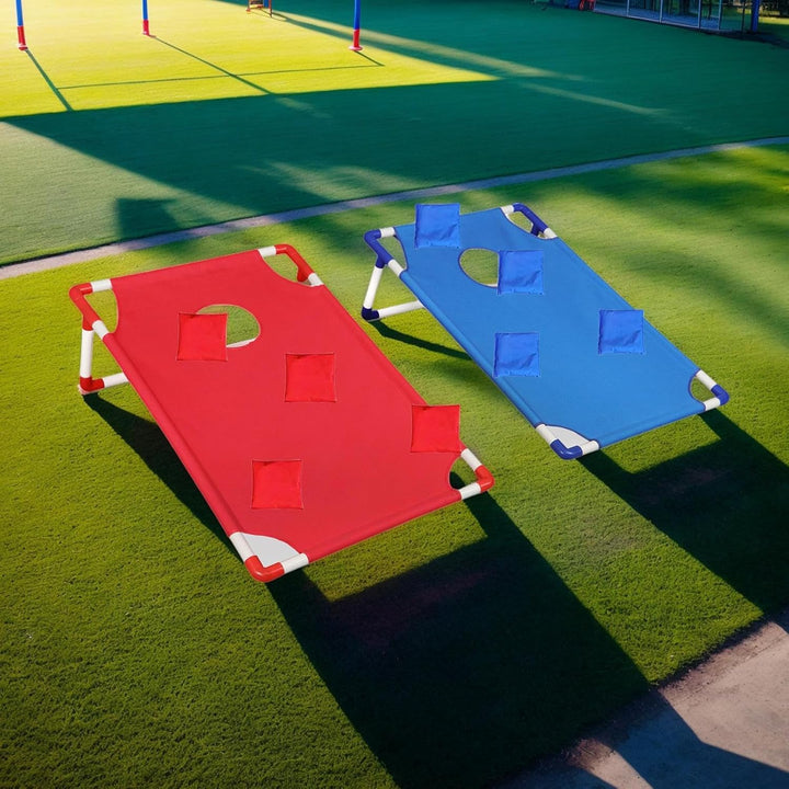 Cornhole Board Set, Portable Bag Toss Game for Kids and Adults, 56 x 50 cm Folding Boards with 6 Bea