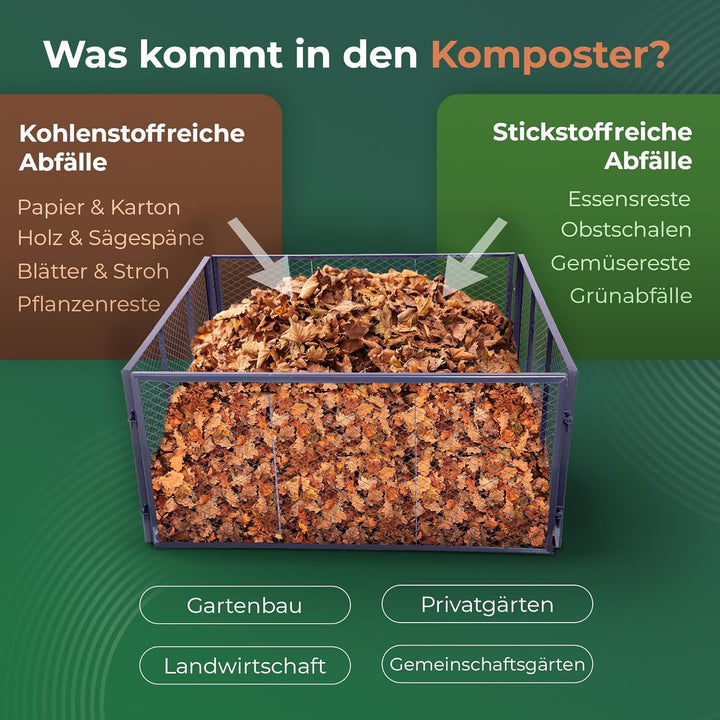 Novatool 2X Garten-Komposter Metall 500L+1000L, mit erweiterbarem Stecksytem, pulverbeschichteter Me