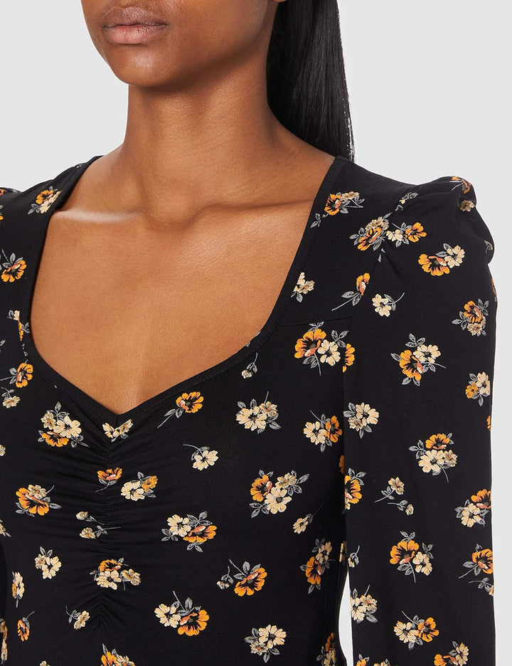 ONLY Women's T-Shirt L Black/Aop:flower, L Black/Aop:flower