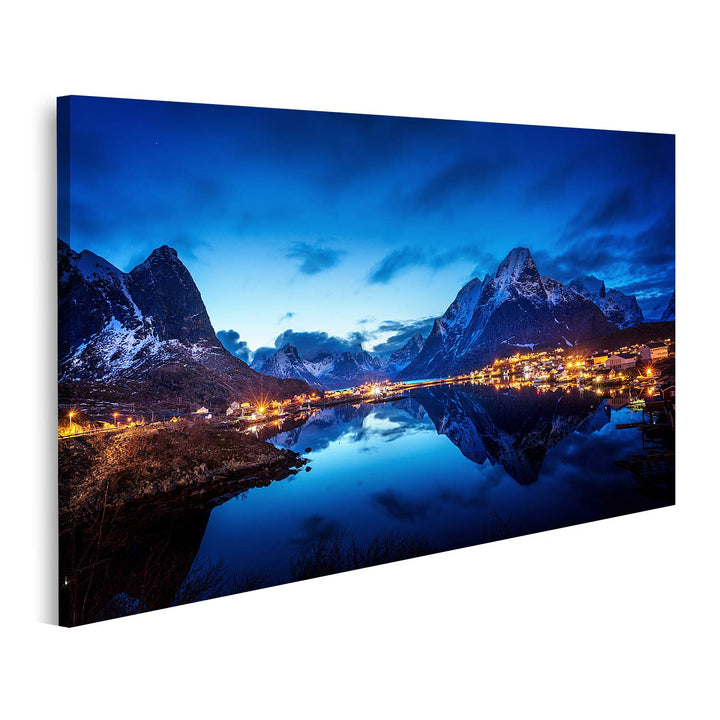 islandburner Bild auf Leinwand Sonnenuntergang Reine Dorf Lofoten Inseln Bilder Wandbilder Poster, 8