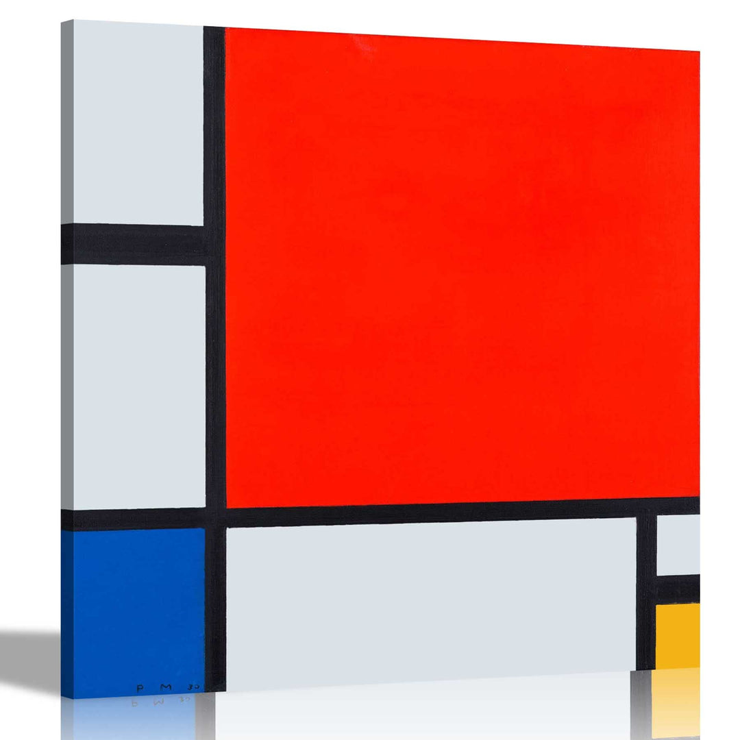 Piet Mondrian Kunstdruck auf Leinwand, Rot, Blau und Gelb, 60 x 60 cm Blau,Rot 61cm x 61cm (24 x 24