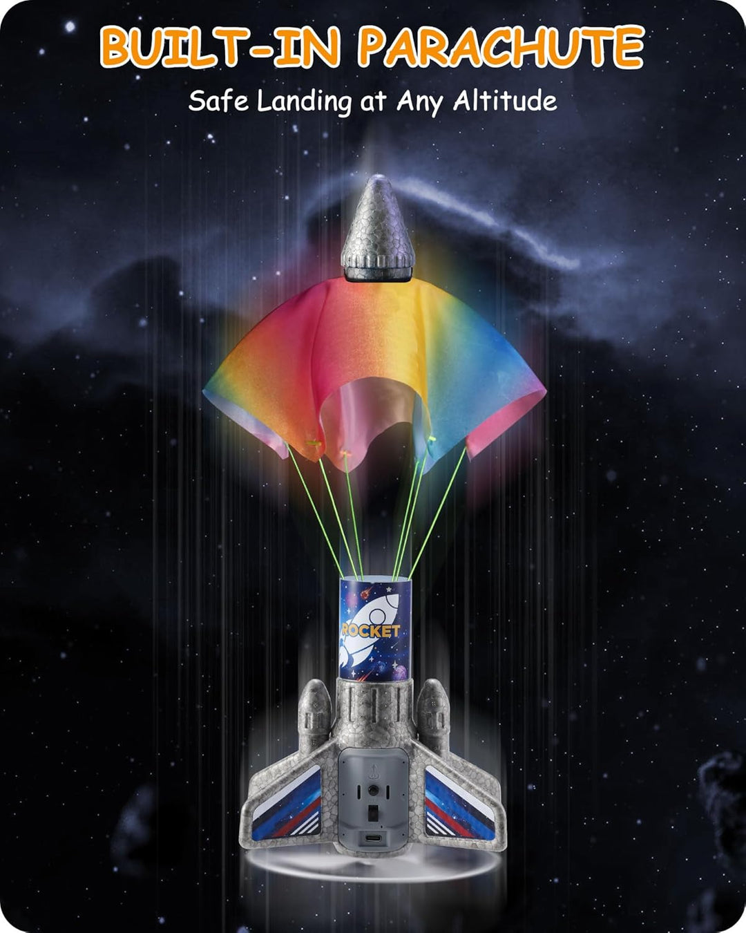 SainSmart Jr. Spielzeug für Kinder mit Fallschirm LED-Licht Motorisierte Rocket Outdoor Spielzeug Dr