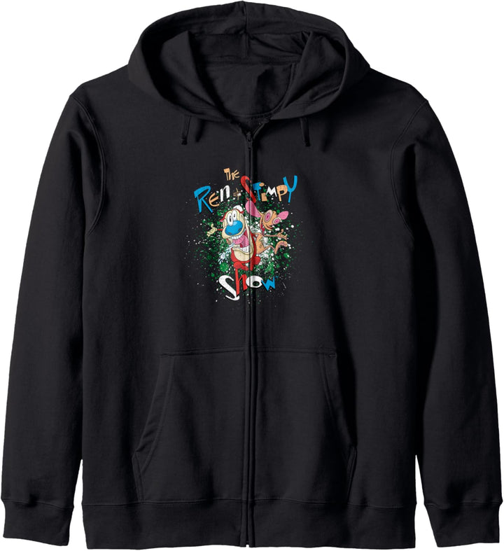 Ren and Stimpy Green Splatter Paint Kapuzenjacke