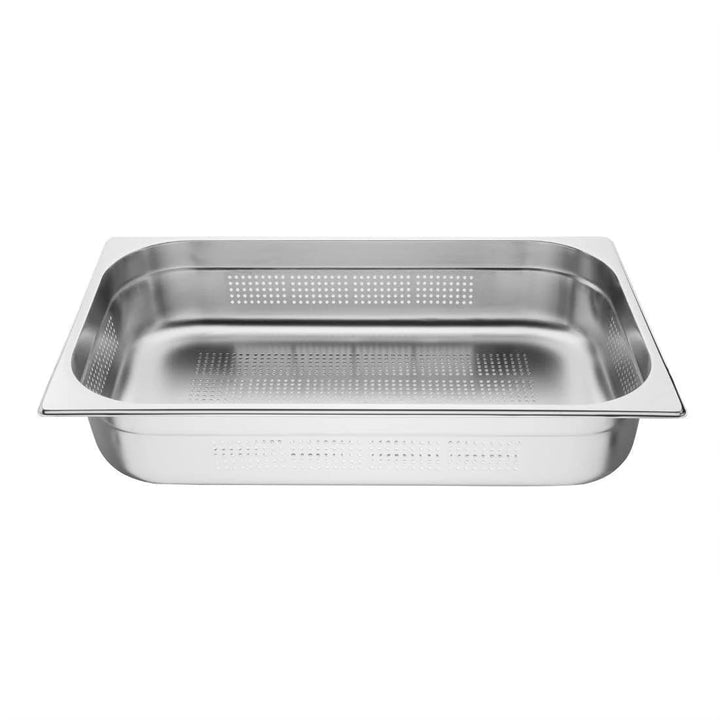 Vogue K841 Gastronomiebehälter aus Edelstahl, Gastronorm 1/1, 100 mm tief, perforiert, silber 100mm,