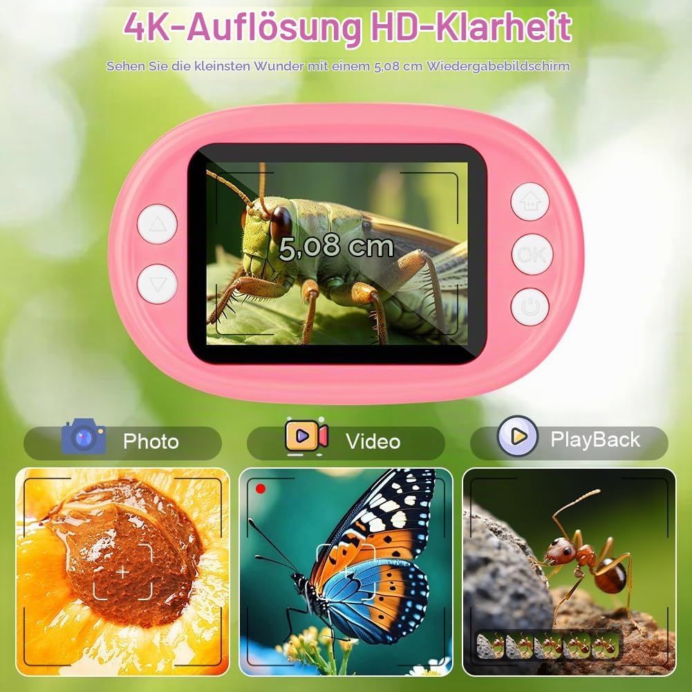 AXFEE Mikroskop für Kinder, 1000X Tragbares Taschenmikroskop mit LED, Mini-Mikroskop mit 2,0" LCD-Di