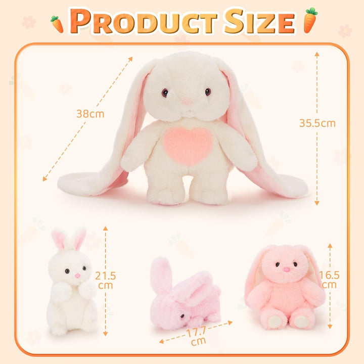 MorisMos Süss 4 Stücke Hasen Kuscheltier Stofftier Plüschtier, 48cm hoch riesen hase XXL mit 3 klein