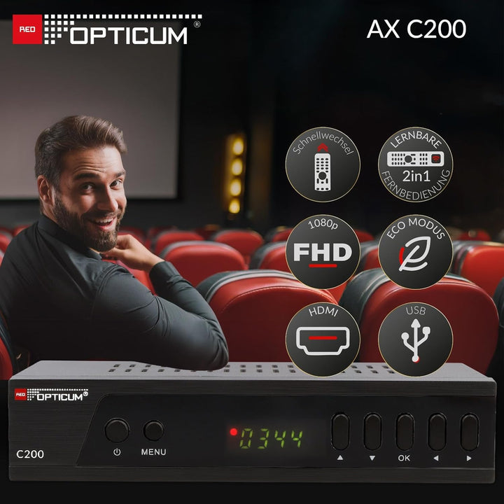 RED OPTICUM C200 HD Kabelreceiver mit Aufnahmefunktion PVR I Digitaler Kabel-Receiver HD - EPG - HDM