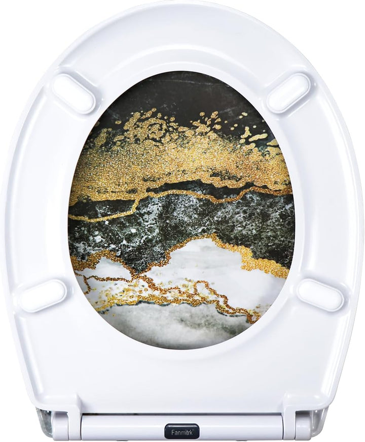 WC Sitz mit Absenkautomatik, Toilettendeckel Duroplast, Klodeckel mit Schnellverschluss, Klobrille M
